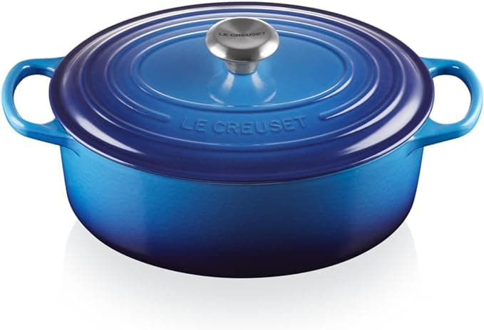 Le Creuset, Azure 21178312202430 Signature Enamelled Cast Iron Casserole Dish with Lid, Ø 31 cm, Oval, Compatible with All Heat Sources (Induction Included), Capacity: 6.3 L, 5.7 kg, Azure - Image 1