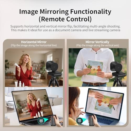 TOALLIN 4K Webcam with Ring Light, Remote Control, Auto Focus PDAF, 12 Million Pixels, Built-in Dual Microphone, 5X Digital Zoom, Webcam for Live Streaming and Video Calls - Image 6