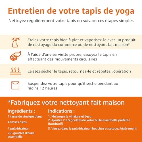 Amazon Basics Tapis de yoga, antidérapant, très épais, d'exercice Pilates, 183 x 61 x 1 cm, Noir - Image 5