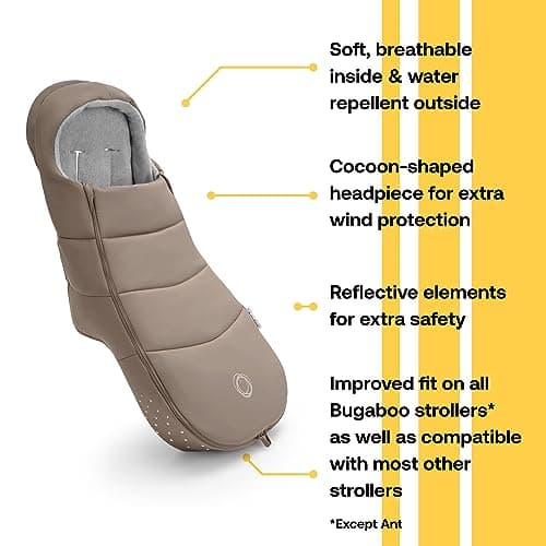 Bugaboo Footmuff - Essential Accessory for Pushchairs, Water and Weather Resistant, Comfortable for Toes, Warm and Breathable in Taupe Desert - Image 4