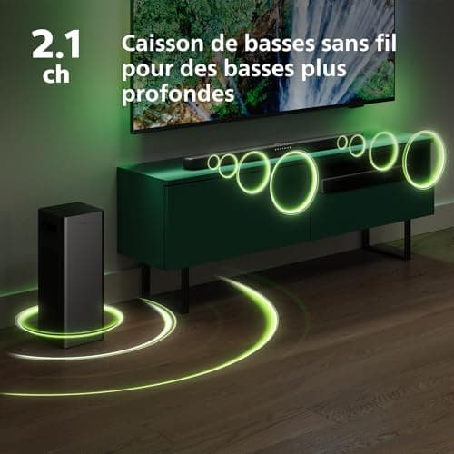 Philips TAB6309 Barre de Son 2.1 avec Caisson de Basses sans Fil - canaux 2.1 320 W, DTS Virtual X, Bluetooth 5.4, HDMI Arc, Connexion Optique et connectivité USB - Gris foncé - Image 6