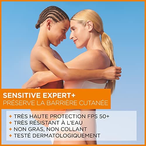 GARNIER Ambre Solaire Sensitive Expert+ - Brume Sèche - Protection Solaire FPS 50+ - Protège des UVA, UVB & UVA Longs - Résiste à L'eau - Céramides - Peaux Sensibles & Intolérantes au Soleil - 150 ml - Image 6