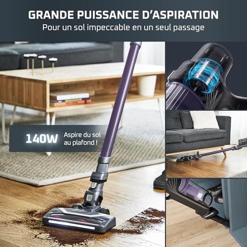 Rowenta X-Pert 7.60 Aspirateur Balai sans fil, Ultra Léger, Puissant 140W, Polyvalent, Autonomie 45min, Efficace tous Types de Sols, RH6A31WO, Violet - Image 7