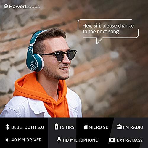 PowerLocus Bluetooth Headphones, Foldable Wireless Wired Stereo Audio Headset with Built-in Microphone, Micro SD/TF, FM for iPhone/Wiko/Samsung/iPad/PC (Blue) - Image 8