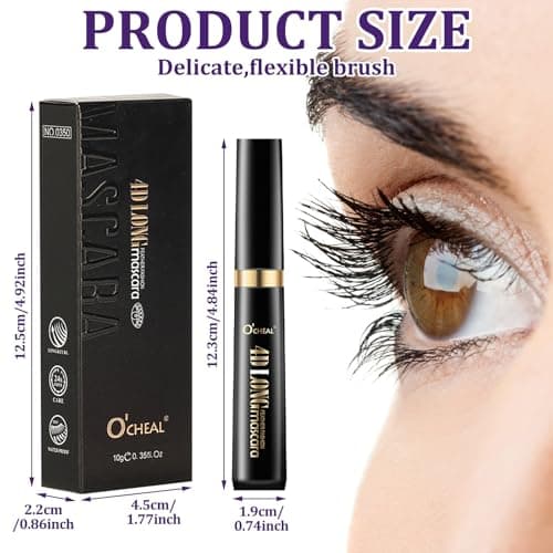 Mascara Fibre De Soie 4D Paquet De 2 Noir Intense Imperméable Longue Tenue Mascara Volume Effet Faux Cils Naturel Sans Paquets - Image 4