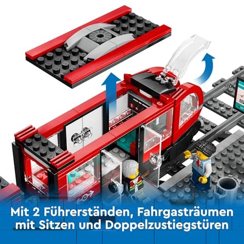 LEGO City Tram with Stop (60423): Rail Extension (60205) - Part of 2024 New Arrivals, Train with Station and Rails - Image 7