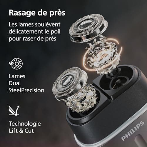 Philips 700 Series Shaver - Electric Compact Lift & Cut System, SteelPrecision Dual Blades, 4D Flexible Heads, Wet or Dry Bristles, Nose / Ear Accessory, Travel Case, Model S792/06 - Image 4