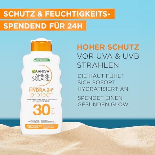 Garnier Ambre Solaire Hydra Protect+ Lait Solaire 24h SPF 30 Protection UVA et UVB avec Vitamine C 175 ml - Image 3