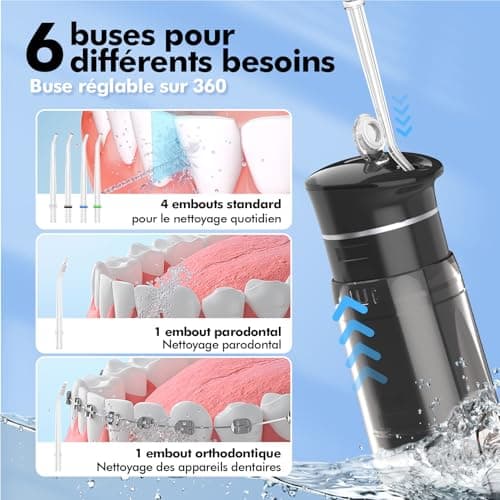 Viaggio Dental Irrigator Jet: Oral Irrigator with 5 Modes, 180 ml Water Tank, IPX7 Waterproof Electric Tooth Cleaner, with 6 Tips for Gums Orthodonti Dental Appliances - Image 7