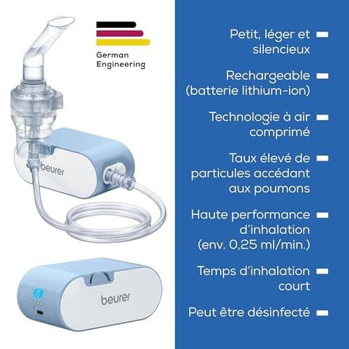 Beurer IH 60 Nebulizer, silent and portable inhaler, rechargeable battery, compressor compressed air technology for use in respiratory diseases - Image 8
