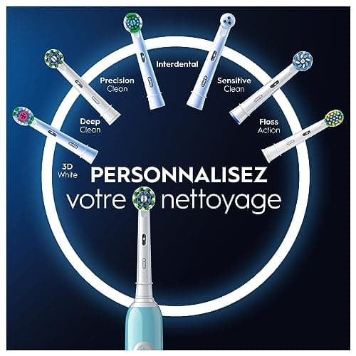 Oral-B Brosse A Dents Electrique Pro 1 Bleue Avec 3 Modes De Nettoyage 3D Dont Douceur, Brossage Avec Des Oscillo-Rotations Et Pulsations, Brossette De Rechange Rond Oral B, Chargeur, Etui - Image 5