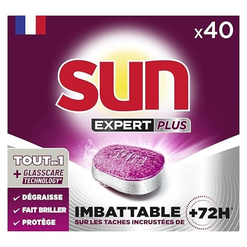 SUN - Expert Plus All-in-1 dishwasher tablets - 40 tablets - regular - unbeatable on stubborn stains of over 72 hours - Made in France - Image 3