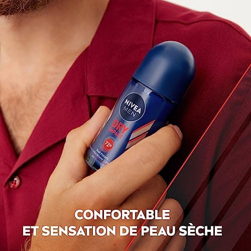 NIVEA MEN Déodorant anti-transpirant Dry Impact (lot de 6 x 50 ml), Déodorant bille pour homme sans alcool, Antitranspirant protection 72 H - Image 4