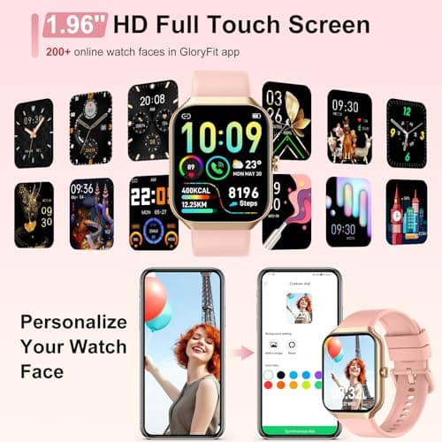 Montre Connectée Femme avec Appels Bluetooth, 1,96 Pouces Smartwatch 113+ Modes Sport IP68 avec Moniteur de Sommeil, Montre Intelligente avec Fréquence Cardiaque Podometre pour Android iOS(Or Rose) - Image 5
