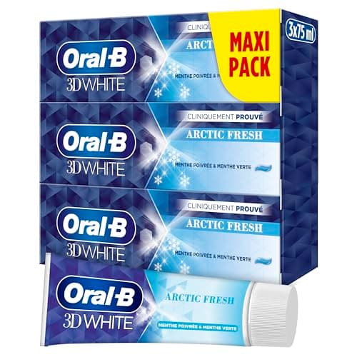 Oral-B 3D White Arctic Fresh Dentifrice Éliminant Des Taches Pour Des Dents Plus Blanches Dès Le Premier Brossage, Doux Pour L’Émail, Arôme Menthe Poivrée Et Menthe Verte, Lot De 3 x 75ml - Image 3