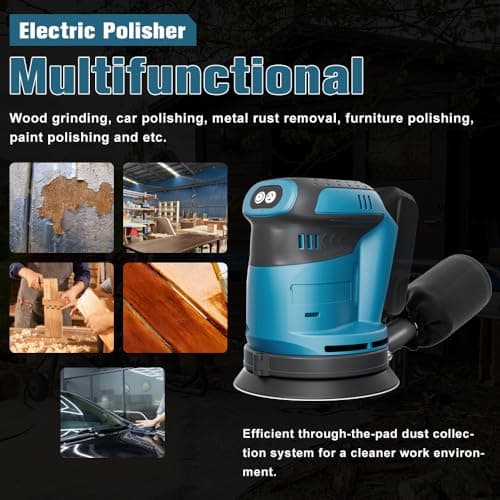 Cordless Random Orbital Sander Compatible with Makita 18V Battery, Cordless Electric Sander for Woodworking, Metalworking, Paint Stripping, Drill Removal - Image 6
