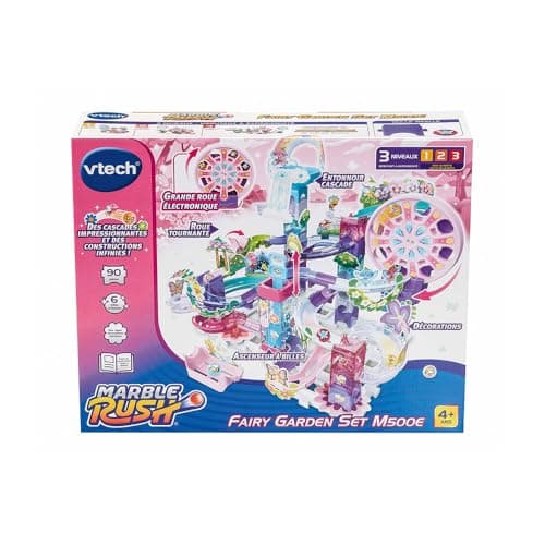 VTech - Marble Rush Fairy Garden Set M500E - Buildable Electronic Ball Circuit, 90 Pieces and 6 Glitter Balls - Creative Building Set - Gift for Children from 4 Years Old - Content in French - Image 7