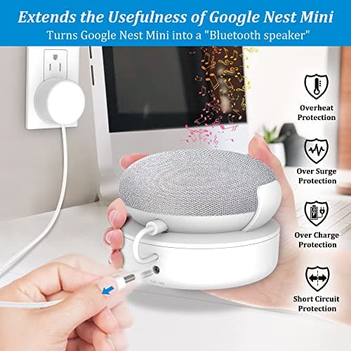 PlusAcc Battery Base Compatible with Google Nest Mini - Portable Outdoor Battery Holder Accessory for Kitchen and Garden, Power 9 Hours Playtime (White) - Image 7