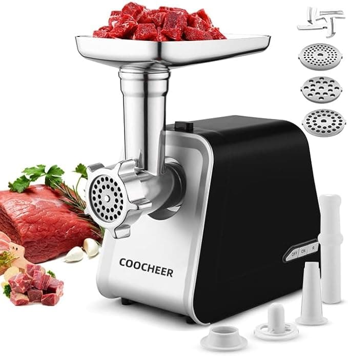 2000W Electric Meat Grinder with 3 Perforated Metal Discs, Kebbe Mouthpiece and Pastry Tip, Sausage Filler, 4 in 1 Food Processor for Meat and Sausage - Image 1