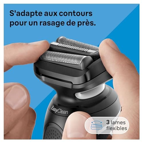 Braun Series 5 51-W1600s Rasoir Électrique Pour Homme Avec Accessoire Tondeuse Pour Le Corps EasyClick, Système EasyClean, Technologie Wet & Dry, Rechargeable, Rasoir À Grille Sans Fil, Blanc - Image 4