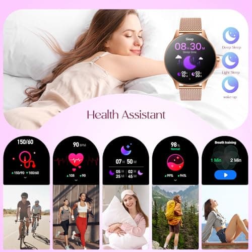 Montre Connectée Femme avec Appel Bluetooth: 1.27" Smartwatch avec Fonction Féminine Cardiofréquencemètre SpO2 Sommeil Montre 100+ Mode Sport Montre IP68 Fitness Podomètre Compatible pour Android iOS - Image 6