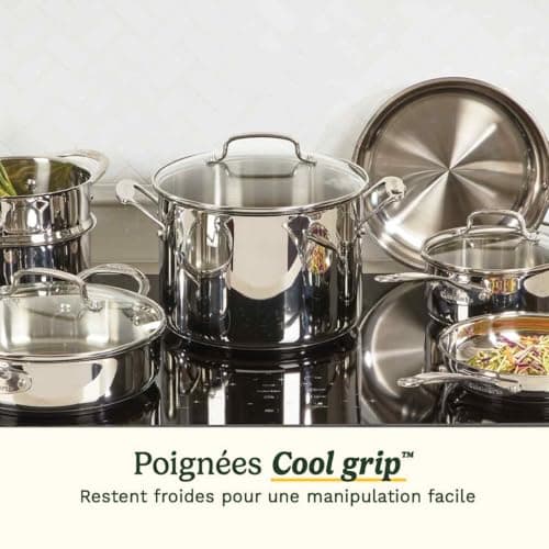 Cuisinart Chef's Classic Stainless Steel Cookware Set 11 pcs: pots, pans, steamer, steamer | Induction | Aluminium base | Cool Grip handles | Markings | Glass lids | Dishwasher - 7711G - Image 7