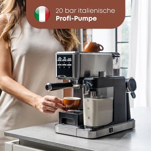 ProfiCook® 2 in 1 Espresso Machine for Powdered Coffee and Nespresso Compatible Capsules – 20bar Filter Holder – with Milk System for Latte and Cappuccino – Filter Holder Included – PC ES 1266 - Image 5