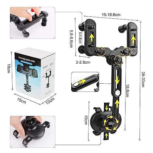 Car Phone Holder, 360° Rotation Fixed Car Phone with One Button Release for Car, Mobile Phone, Dashboard & Windshield - Image 3
