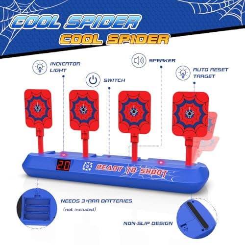 Nerf Target with Gun for Children, Electronic Shooting Target Game with Sound Effect, 20 Darts Gun Toy Boy Girl 3 4 5 6 7 8 9 Years Outdoor Games Garden Gifts Christmas Birthday Easter - Image 3