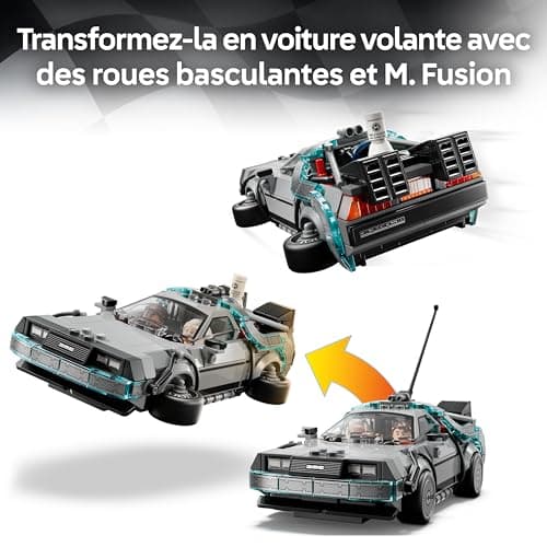 LEGO Speed Champions La Machine à Remonter Le Temps de Retour vers Le Futur - Jouet Voiture - Maquette avec Minifigurines de Doc Brown & Marty McFly - Cadeau pour Garçon, Fille & Fans dès 9 Ans 77256 - Image 5
