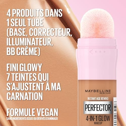 Maybelline New York 4-in-1 Illuminating Complexion Perfector - Base/Concealer/BB Cream/Highlighter - Instant Glow Perfector 4-in-1 Foundation - Shade : Fair Light (00) - 20ml - Image 5
