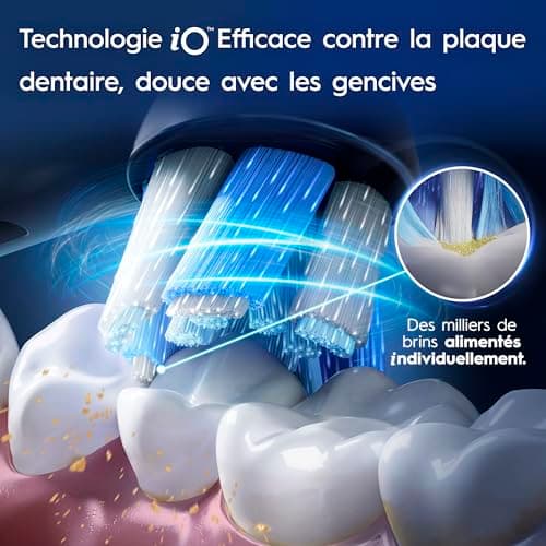 Oral-B Brosse A Dents Electrique iO 3 Noire, 3 Modes De Nettoyage Dont Blancheur, Brossage Silencieux, Capteur De Pression, Brossette De Rechange Oral B, Embout Rond, Chargeur, Etui De Voyage - Image 8