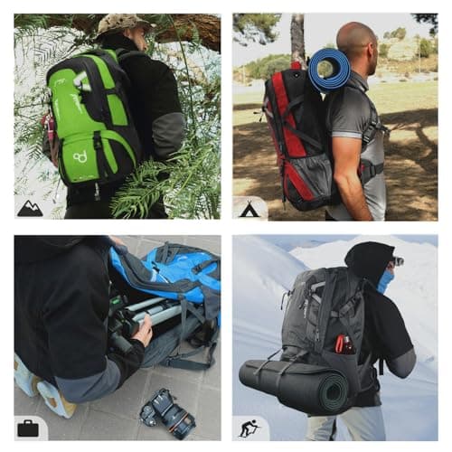 OcioDual Sac a Dos Randonnee 60L, Sac Randonnée, Voyage Imperméable Léger, Sac de Voyage Cabine Pliable, Sac a Dos Homme Montagne Trekking, Kit Survie Guerre - Image 4