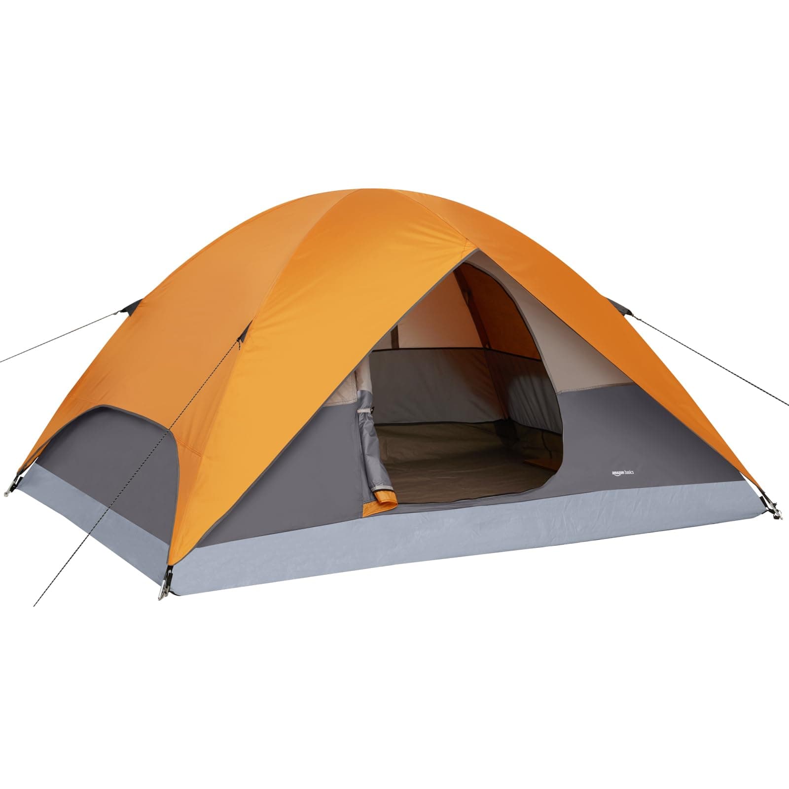 Amazon Basics Camping Dome Tent with Canopy and Carry Bag, 3 Season Tent Waterproof Easy Set Up Camping Tent for 6 People