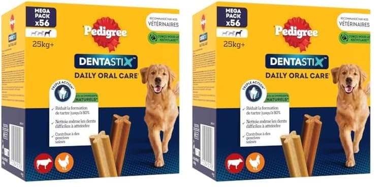 PEDIGREE DENTASTIX 56 Bâtonnets à Mâcher pour Grand Chiens 25kg+, 8 Sachets de 7, Saveur Poulet et Bœuf, Détartrage Dentaire Chien, Soins Dentaires pour Chien (Lot de 2) - Image 4
