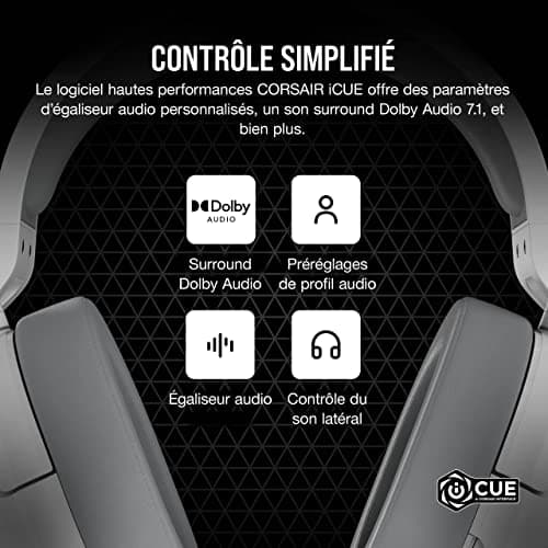 Corsair HS55 Surround Lightweight Multiplatform Wired Gaming Headset - Dolby 7.1 Surround Sound - iCUE Compatible - PC, Mac, PS5, PS4, Xbox, Nintendo Switch, Mobile - White - Image 7