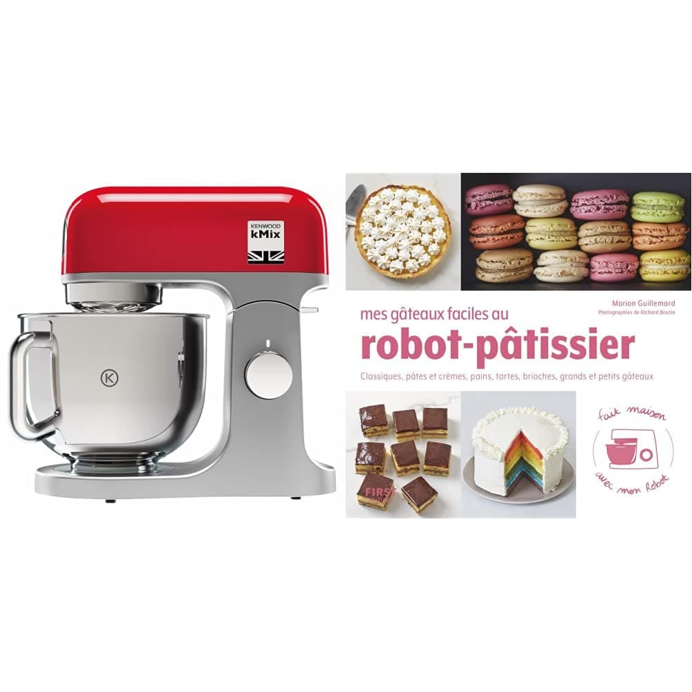 Kenwood kMix KMX750RD, Multifunctional Pastry Processor with Steel Bowl 5 L, 1000 Watt, Red & My Easy Cakes - Classics, Pasta and Creams, Breads - Image 1