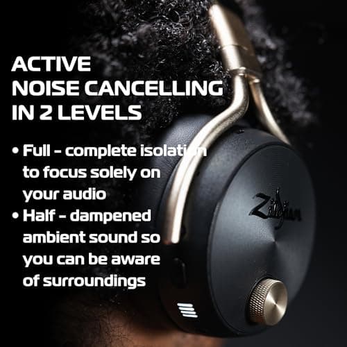Zildjian ALCHEM-E Perfect Tune Over Ear Headset, Wireless Headphones, Active Noise Reduction with Microphone, Up to 45 Hours of Battery Life, Black - Image 7