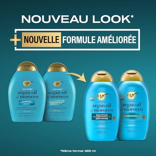 OGX | Shampooing Réparateur Huile d'Argan du Maroc (flacon de 385 ml) – Soin capillaire pour cheveux secs et abîmés – Shampoing sans sulfate - Image 4