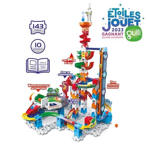 VTech - Marble Rush, Electronic Ball Circuit Super Sky Tower Set XL300E, Building Set, 143 Pieces, 10 Balls, Gift for Children from 4 Years Old - Image 4