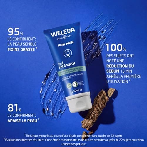 WELEDA - Gel nettoyant 2en1 visage et barbe Homme - Nettoie en profondeur, prévient les impuretés et réduit l'excès de sébum - NATRUE* - Vegan*** -100 ml - Image 4