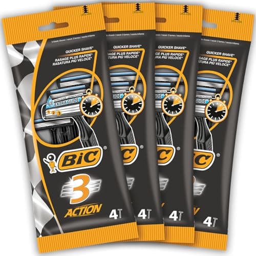 BIC 3 Action - 16 Disposable Razors for Men with 3 Blades with Lubricating Strip for Precise and Comfortable Shave - 4 Packs of 4 Razors - Image 4