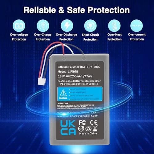 Hisewen LIP1708 PS5 Controller Replacement Battery 2650mAh for Sony PlayStation 5 DualSense CFI-ZCT1W Wireless Controller - Image 7