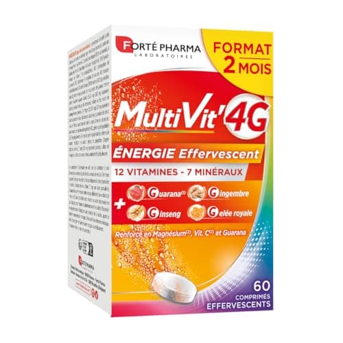 Forté Pharma - Multivit' 4G Effervescent Energy | Food Supplement Form and Tone - 12 Vitamins and 7 Minerals | 60 Effervescent Tablets - Image 3