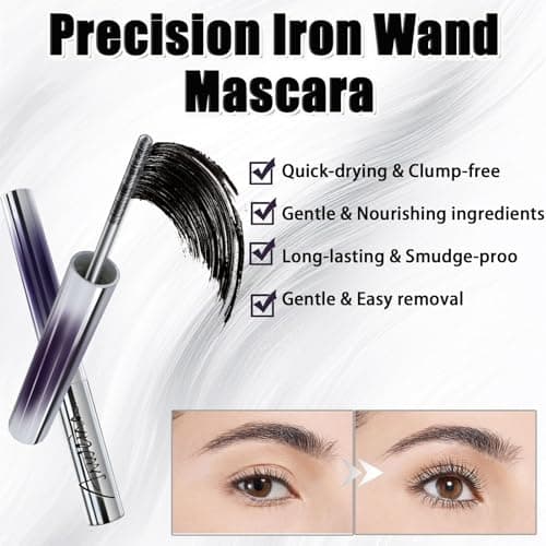 2 Pcs Metal Mascara, Iron Wand Mascara,mascara Waterproof, Washable MetalMascara, Non-Clumping, Long Lasting, Smudge-Proof, Volume & Longueur (Noir) - Image 3
