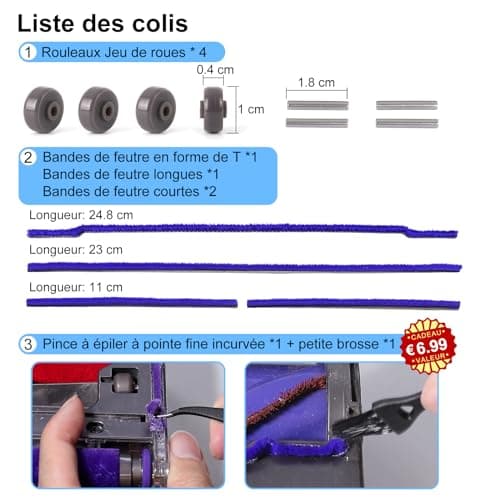 Soft Plush Strips + Shaft + Roller Replacement for Dyson V6 V7 V8 V10 V11 DC62 Direct Drive Cleaning Head Sole Plate Spare Parts for Dyson Brush - Image 3