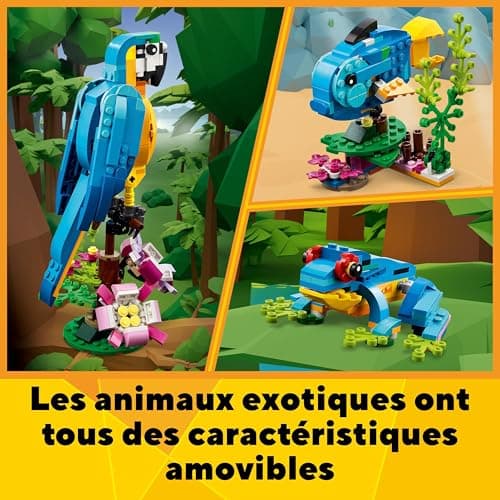 LEGO 31136 Creator 3-in-1 The Exotic Parrot, Construction Toy, Jungle Animal Figurines, Frog and Fish, Creative Game for Children from 7 Years Old - Image 6