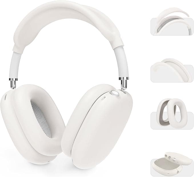 AHASTYLE Silicone AirPods Max Case (USB-C/Lightning Cable) (2024/2020) [4 in 1] Anti-scratch Cushion Covers/Earmuffs/Cover Headband/Cover Headband Accessories Case for Apple Airpod Max - Image 1