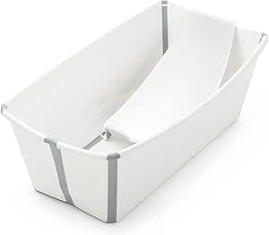 Stokke Flexi Bath Set, White - Foldable Baby Bath + Stand for Newborns - Convenient to Use at Home or Travel - Ideal for Children Up to 48 Months