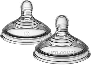 Tommee Tippee Baby Bottle Nipples, Anti-Colic Advanced Breast Shape Simulating Baby Bottle Teats, Soft Silicone, Fast Flow, 6 Months and Above, Pack of 2